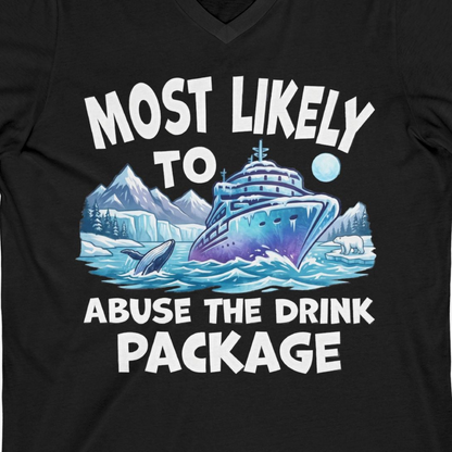 Funny Alaska Cruise Shirt V-Neck Shirt – Black – Alaska Cruise Shirts Close Up