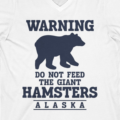 Funny Alaska Bear Warning Shirt V-Neck Shirt – White – Alaska Cruise Shirts Close Up