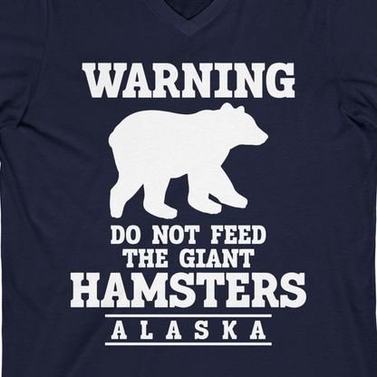 Funny Alaska Bear Warning Shirt V-Neck Shirt – Navy – Alaska Cruise Shirts Close Up