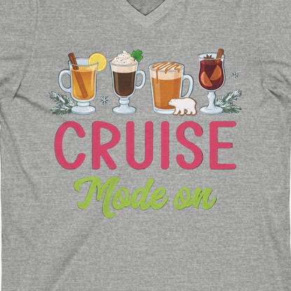 Cruise Mode On Shirt V-Neck Shirt – Athletic Heather – Alaska Cruise Shirts Close Up