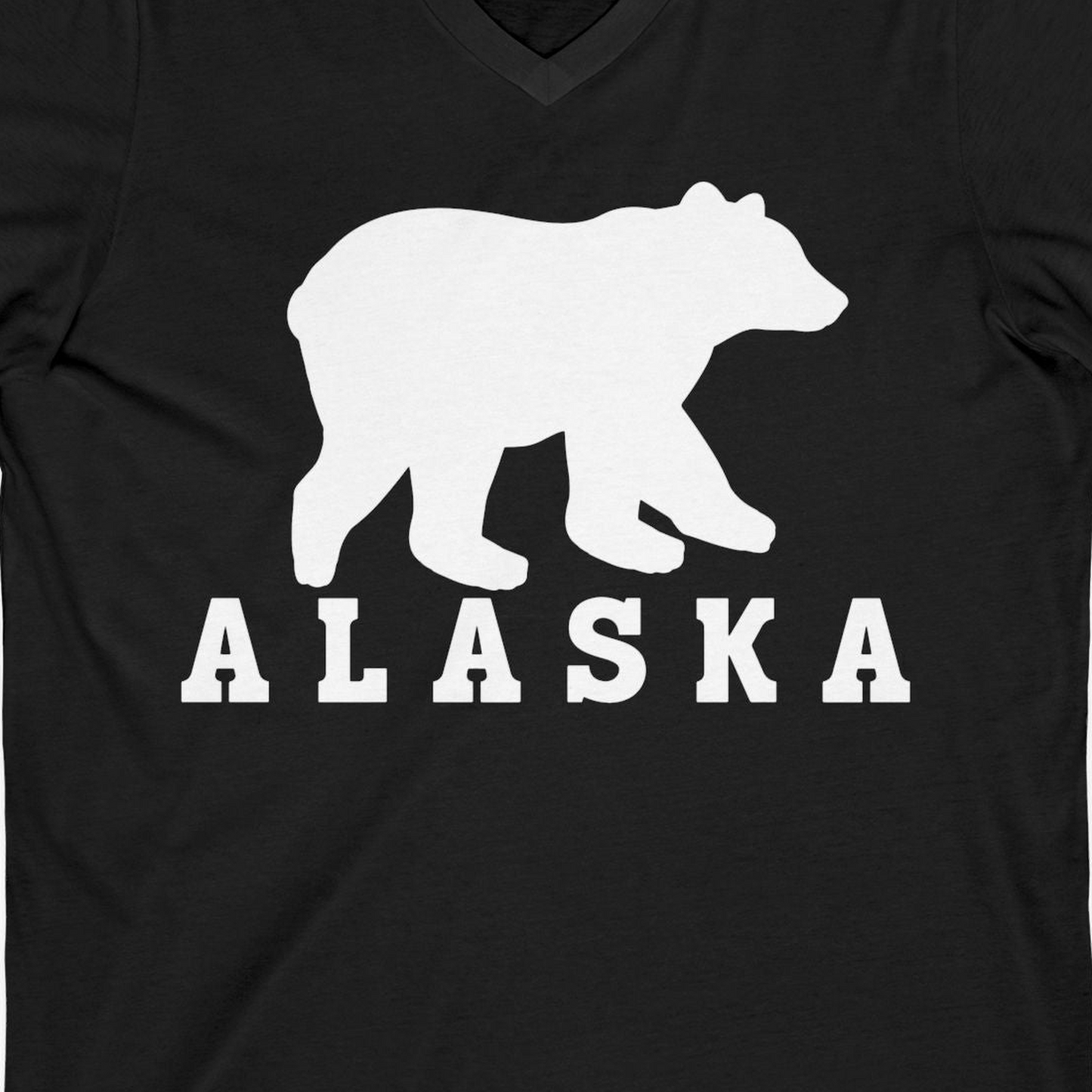 Alaska Bear Silhouette Shirt V-Neck Shirt – Black – Alaska Cruise Shirts Close Up