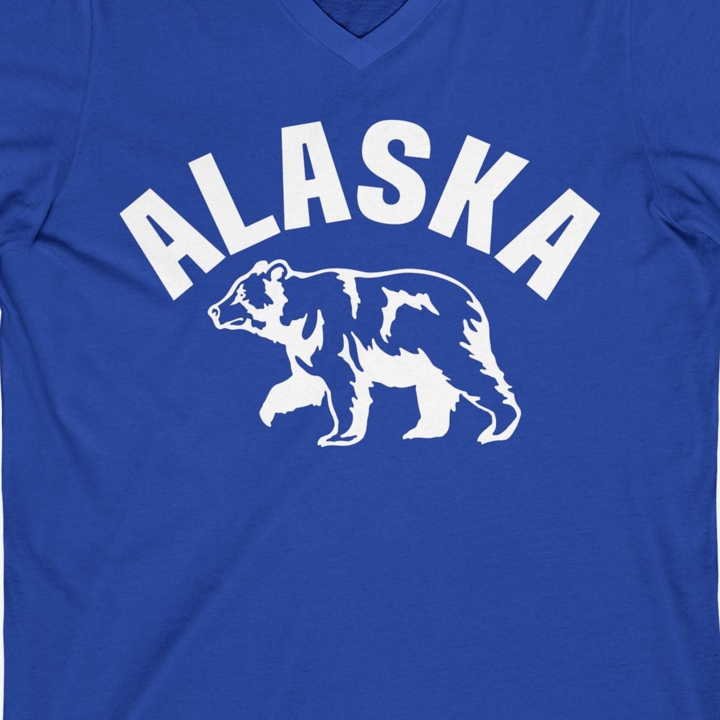Alaska Bear Silhouette Wildlife Shirt V-Neck Shirt – True Royal – Alaska Cruise Shirts Close Up