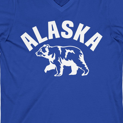 Alaska Bear Silhouette Wildlife Shirt V-Neck Shirt – True Royal – Alaska Cruise Shirts Close Up
