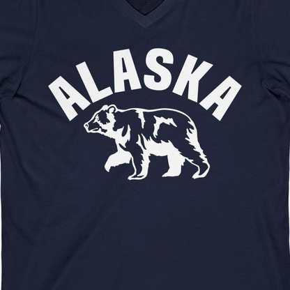 Alaska Bear Silhouette Wildlife Shirt V-Neck Shirt – Navy – Alaska Cruise Shirts Close Up