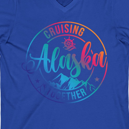 Cruising Alaska Together Shirt V-Neck Shirt – True Royal – Alaska Cruise Shirts Close Up