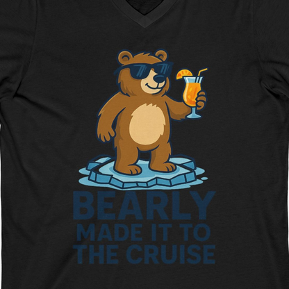 Bear Cruise Shirt V-Neck Shirt – Black – Alaska Cruise Shirts Close Up
