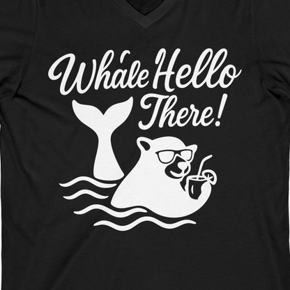 Whale Hello There Shirt V-Neck Shirt – Black – Alaska Cruise Shirts Close Up