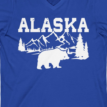 Alaska Bear Shirt V-Neck Shirt – True Royal – Alaska Cruise Shirts Close Up