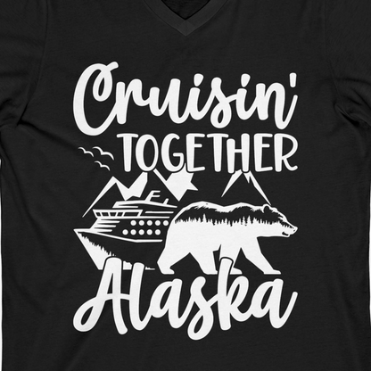 Alaska Cruise Adventure Shirt V-Neck Shirt – Black – Alaska Cruise Shirts Close Up