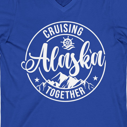 Cruising Alaska Together Shirt V-Neck Shirt – True Royal – Alaska Cruise Shirts Close Up
