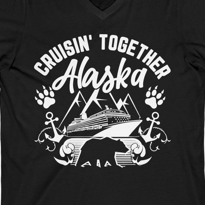 Alaska Cruise Adventure Shirt V-Neck Shirt – Black – Alaska Cruise Shirts Close Up
