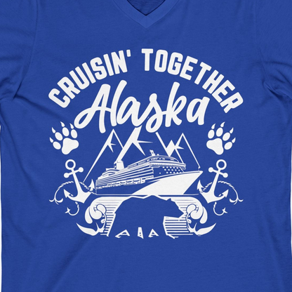 Alaska Cruise Adventure Shirt V-Neck Shirt – True Royal – Alaska Cruise Shirts Close Up