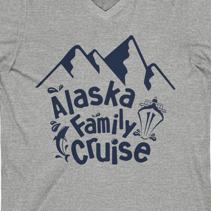 Alaska Family Cruise Adventure Shirt V-Neck Shirt – Athletic Heather – Alaska Cruise Shirts Close Up