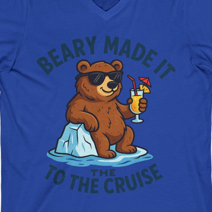 Funny Cruise Bear Shirt V-Neck Shirt – True Royal – Alaska Cruise Shirts Close Up