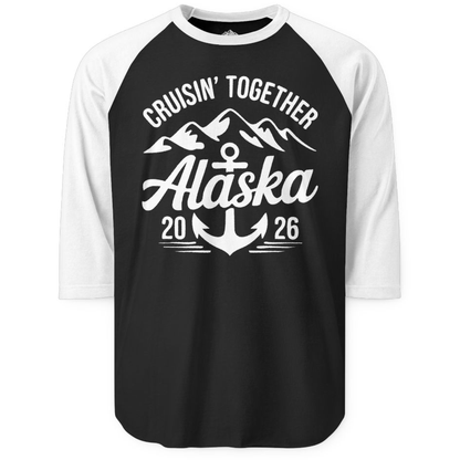 Alaska Cruise Shirt - Cruisin Together Mountains Anchor Retro 2026 – Black/White – Alaska Cruise Shirts